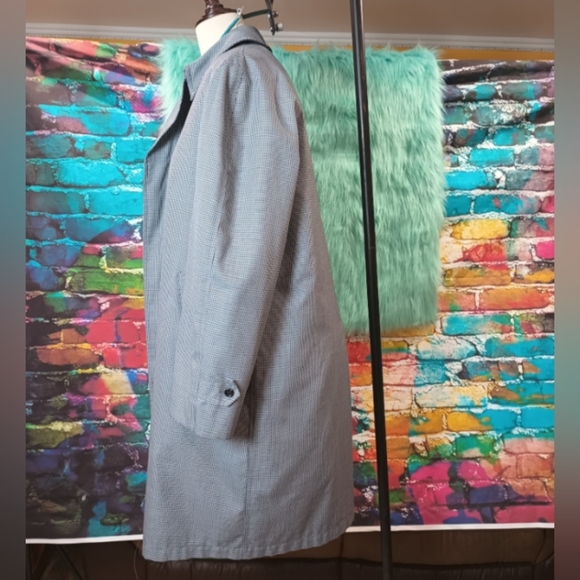 London Fog Men's Parliament Plush Gray Houndstooth Trench Coat Size 40 Reg - Picture 5 of 15